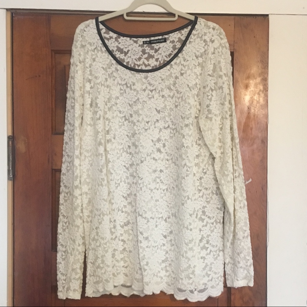 Maurices Cream Lace Shirt 3x